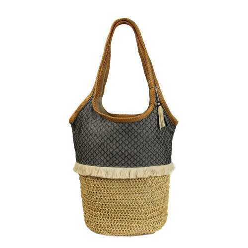 Пляжная сумка женская Venera 1201010-2 бежевая/коричневая/серая в H&M