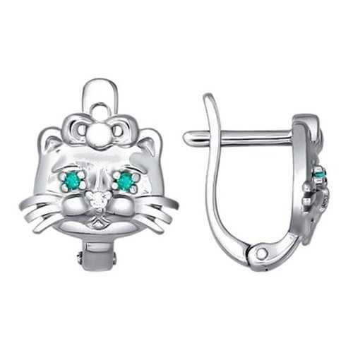 Серьги для детей «Кошечка» с зелёными фианитами SOKOLOV в H&M