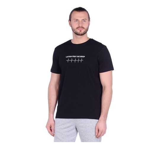 Футболка мужская Modis M201M00262 черная 48 RU в H&M